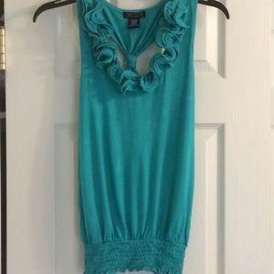 Woman Love Culture green ruffled tank top